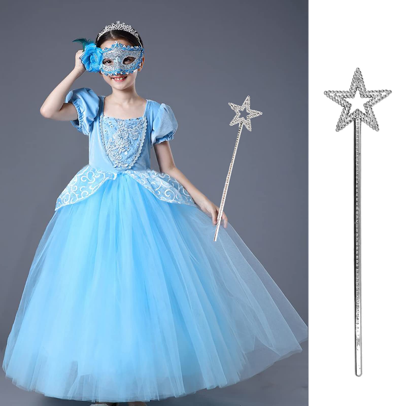 Star Wand, 13 Inches Silver Fairy Princess Angel Wand Magic Fairy Wands Sticks for Halloween Christmas Cosplay Party Birthday Favors