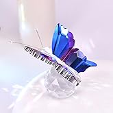 Libiline 1pc Crystal Butterfly Figurine with Purple Wings, Decorative Glass Ball Stand, Collectible Home Decor (Purple)