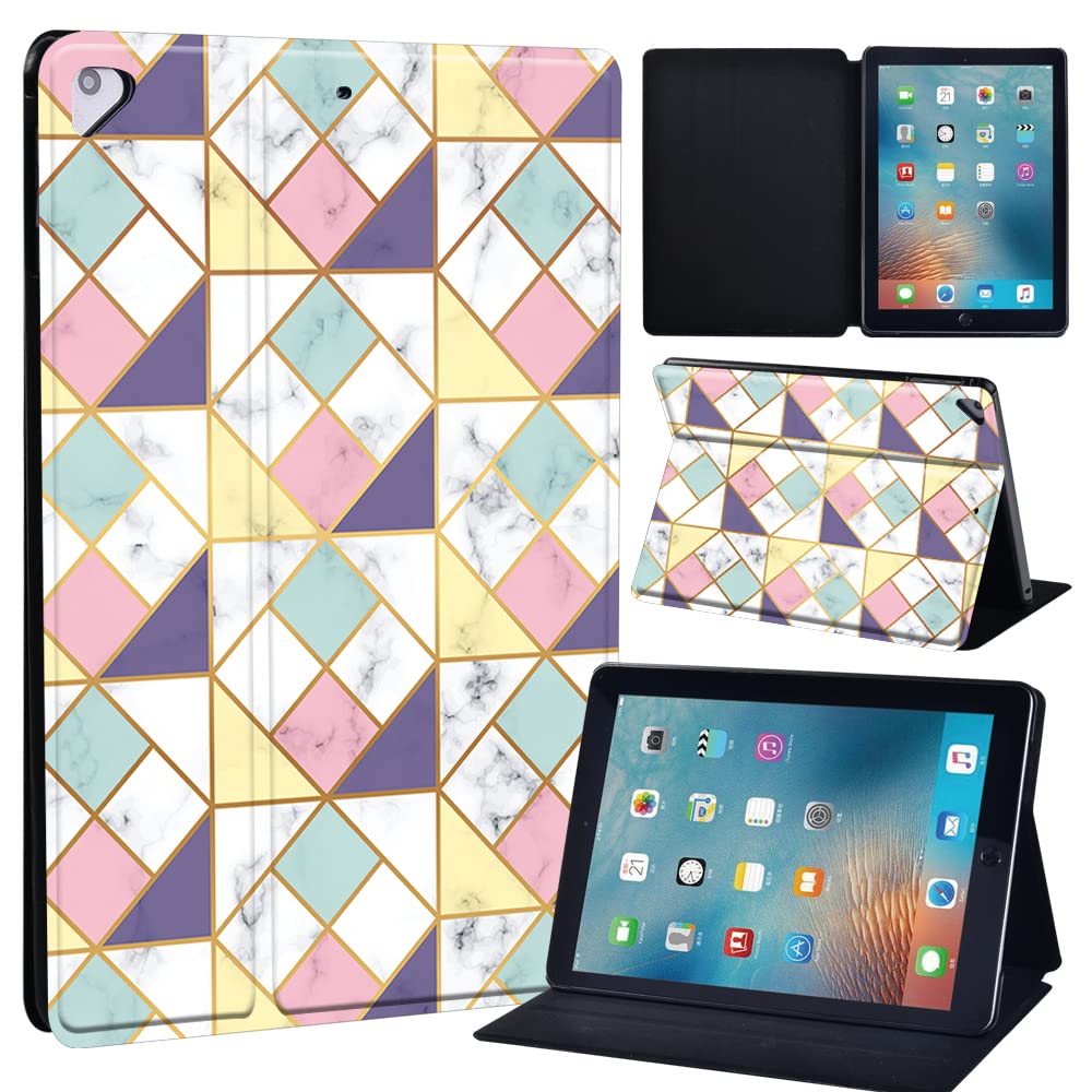Leather slim lightweight Stand Cover Folio Case for Apple New iPad 9.7 2018 2017(6th Gen, 5th Gen)/iPad Air 2/iPad Air/iPad Pro 9.7 Tablet with Auto Wake/Sleep (shape)