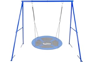 Hishine Swing Stand for Porch Outdoor Heavy Duty Swing Frame, Full Steel Metal Frame with 4 Ground Pegs, 71" Height Holds Up to 550lbs (Swing NOT Included)