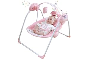 FURMUBEI Portable Baby Swing for Infants, Compact & Foldable Infant Swing with 5-Speed Swing,Music, Timer, Cushioned Seat, Battery Operated, 0-9 Months 6-20 lbs,SG2402