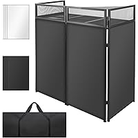 STRICH DJ Booth Table Station, DJ Facade Booth with Black & White Lighting Scrims, 44”X 20” DJ Table, Carrying Bag, Foldable