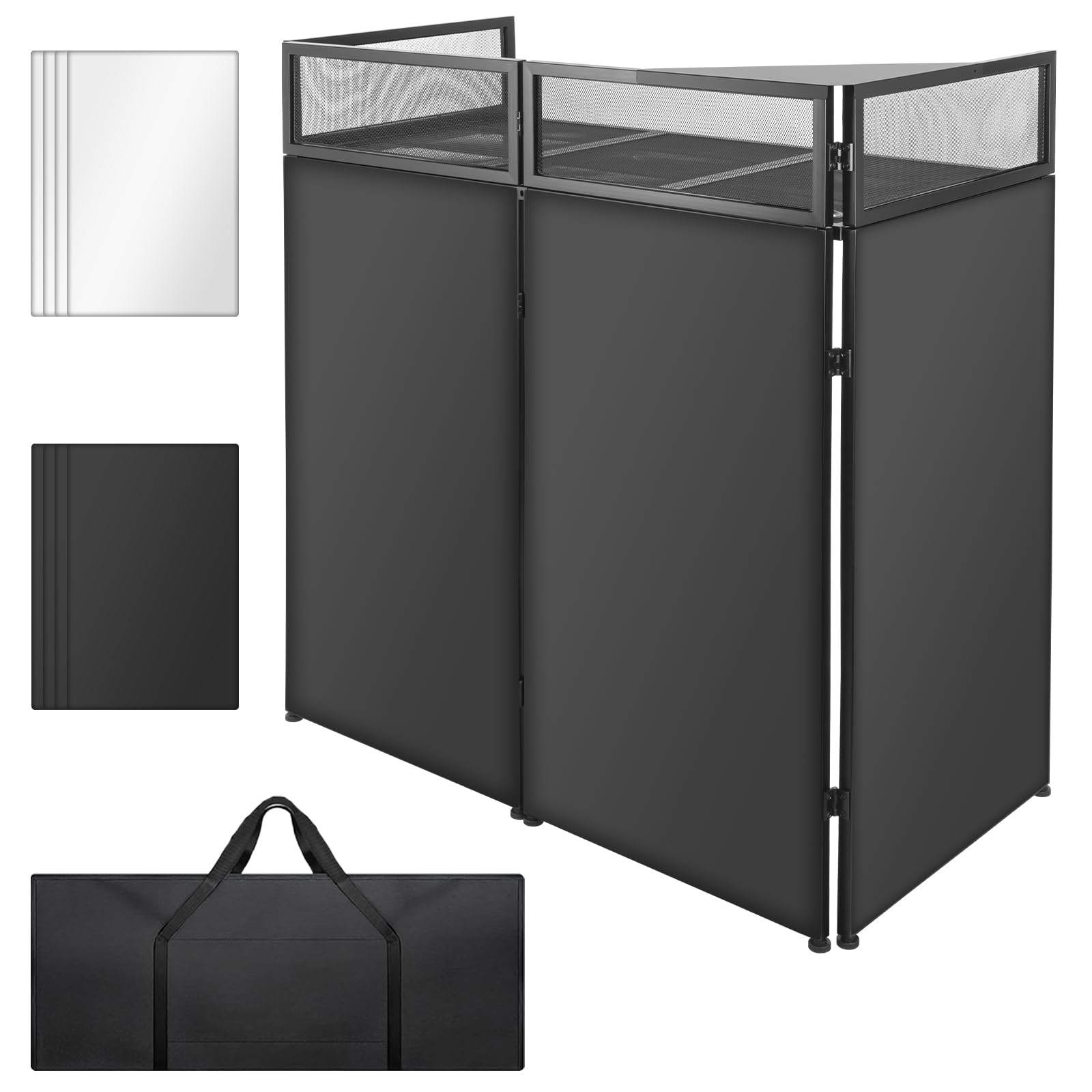 Photo 1 of ***FACTORY SEALED***
TRICH DJ Booth Table Station, DJ Facade Booth with Black & White Lighting Scrims, 44”X 20” DJ Table, Carrying Bag, Foldable Metal Frame DJ Booth Panel for Show, Clubs, Party, Bars