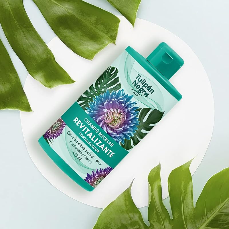 Black Tulip - Champô Micelar Revitalizante e Fortalecedor, Cuidado para Cabelo Normal a Seco, com Serenoa e Ginseng, 400 ml