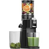 Cold Press Juicer Machines, Masticating Slow Juicer, Quiet, Whole Fruit/Vegetable Juicer with High Yield, Easy to Clean, BPA Free (Black)