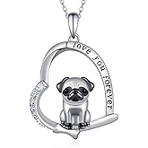 qielizhu Dog Necklace 925 Sterling Silver Corgi/Shiba Inu/Pug/Dachshund/Yorkie Necklace Pug Gifts for Pug Lovers Yorkie/Corgi Jewelry for Women