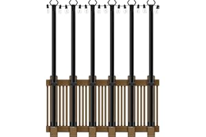 SINLEY 6 Pack 5Ft String Light Poles,Light Poles for Outside String Lights,Outdoor Light Poles with Fork,Metal Pole Stand for Patio,Backyard,Deck