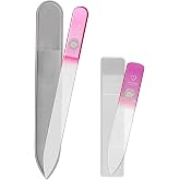 Bona Fide Beauty Czech Glass Nail File and Shiner Duo Set (Pink) | Gentle Bohemian crystal glass file set, etched nail shiner with case, nail file with sleeve, easy to clean, reusable.