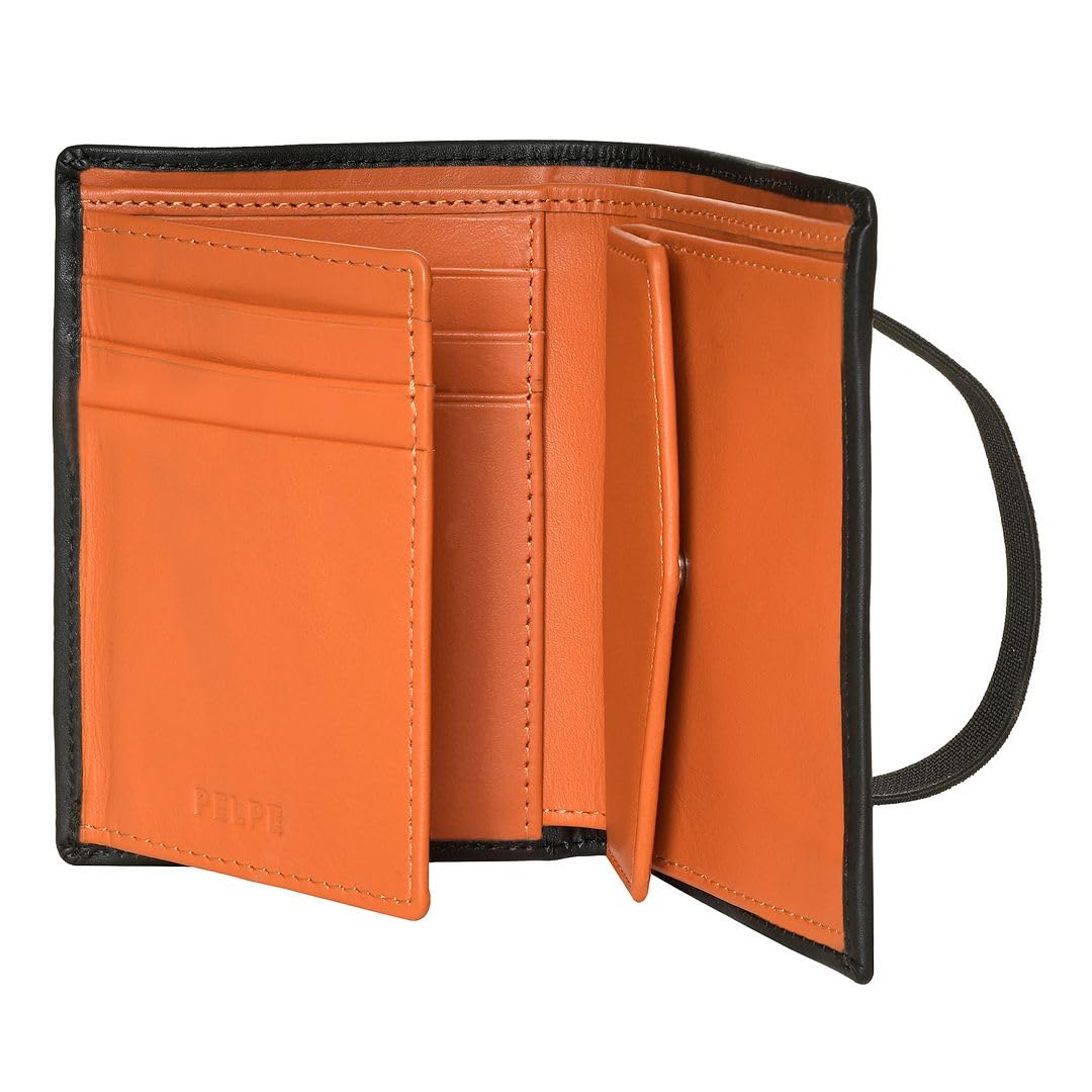PELPE Wallet for Men with coin holder. It includes a Leather Men's Wallet Card Holder for Coins. Black Slim RFID Leather Wallet