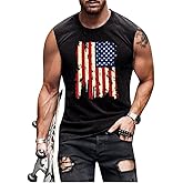 4th of July Shirts for Men American Flag Patriotic Tank Tops Muscle Gym Sleeveless Graphic Tee Tops