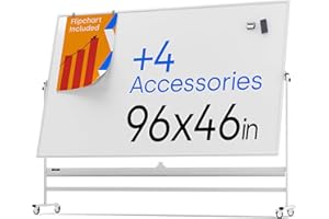 KAMELLEO Rolling Dry Erase Board 96 x 46 - Large Portable Magnetic Whiteboard with Stand - Double Sided Easel Style Whiteboard with Wheels - Mobile Standing Whiteboard for Office, Classroom & Home