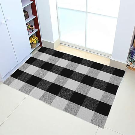 Morotole Buffalo Check Rug Tappeto A Quadretti Bianco E