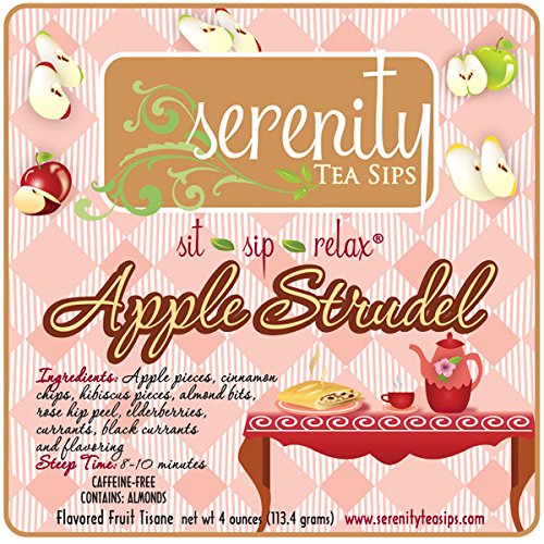 Serenity Tea Sips Apple Strudel Fruit Tisane - 4 oz. Caffeine-Free Apple Cinnamon Tiisane
