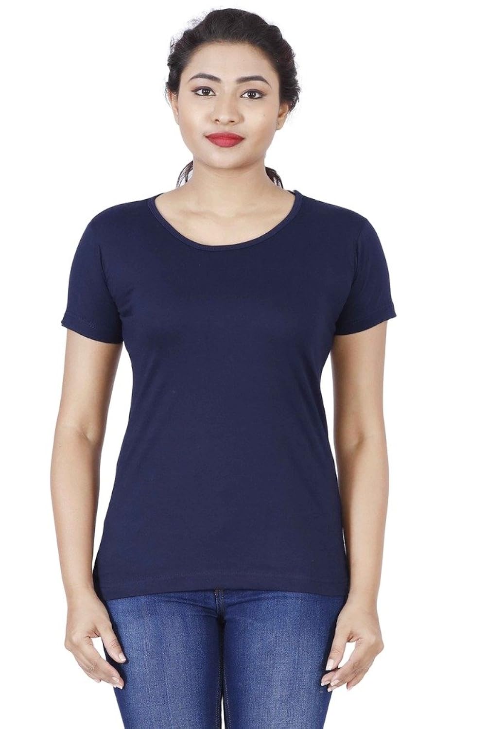 fleximaa women's cotton round neck plain t-shirt (pack of 2)