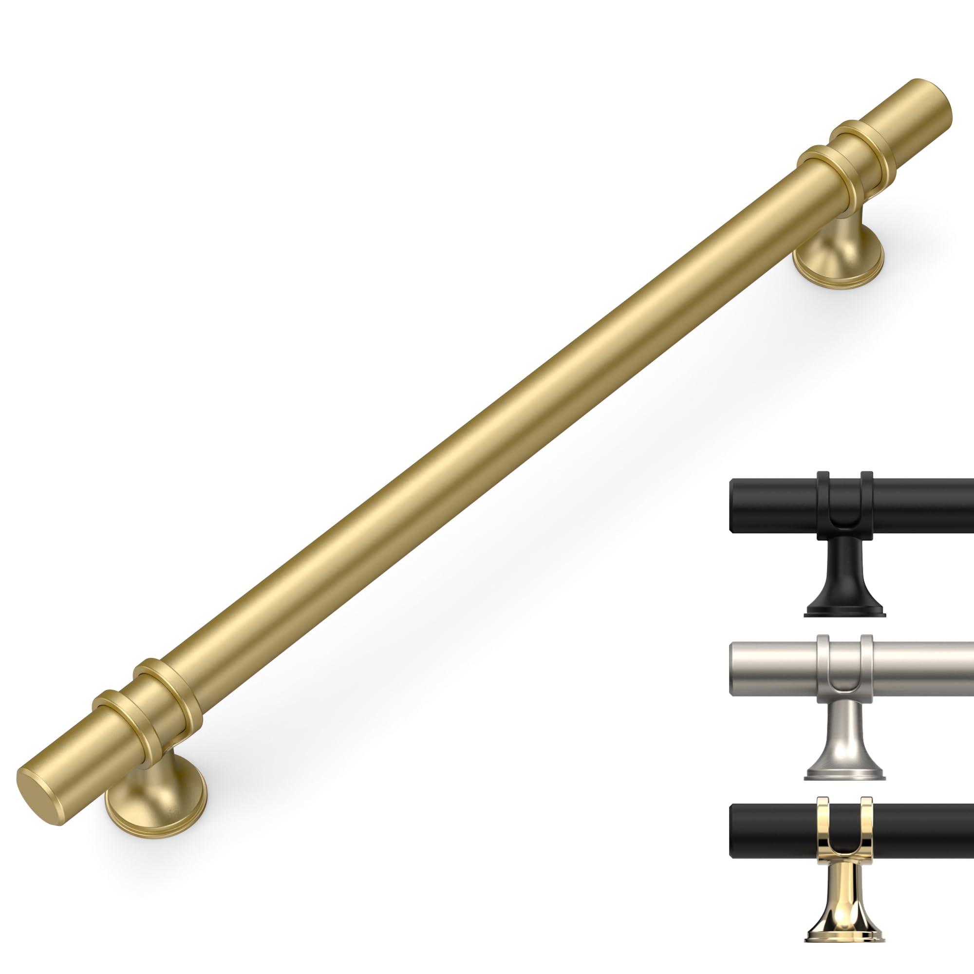 9BUILD 10 Pack 192mm Brushed Gold Kitchen Cupboard Handles - Drawer, Wardrobe, Cabinet Door Handles - Zinc Alloy