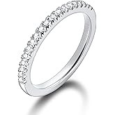 Hitlinker Moissanite Wedding Band Ring for Women S925 Sterling Silver Stackable Band Thin Eternity Wedding Anniversary Rings for Her Size 4-11