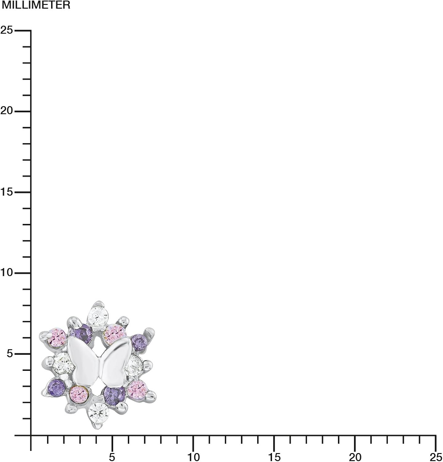 Prinzessin Lillifee stud earrings 925 Sterling silver girls' children's earrings, with zirconia synth., 0.7 cm, silver - Image 5