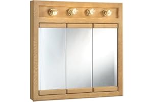 Design House 30 Inch Richland Bathroom Medicine Cabinet, Wall Mounted, Mirror, Oak, 530600-NOK