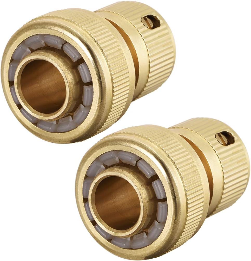 sourcing map 3/4 inch Brass Quick Connectors Adapters Garden Hose Fittings 2pcs, Gold, 3/4"(2pcs)