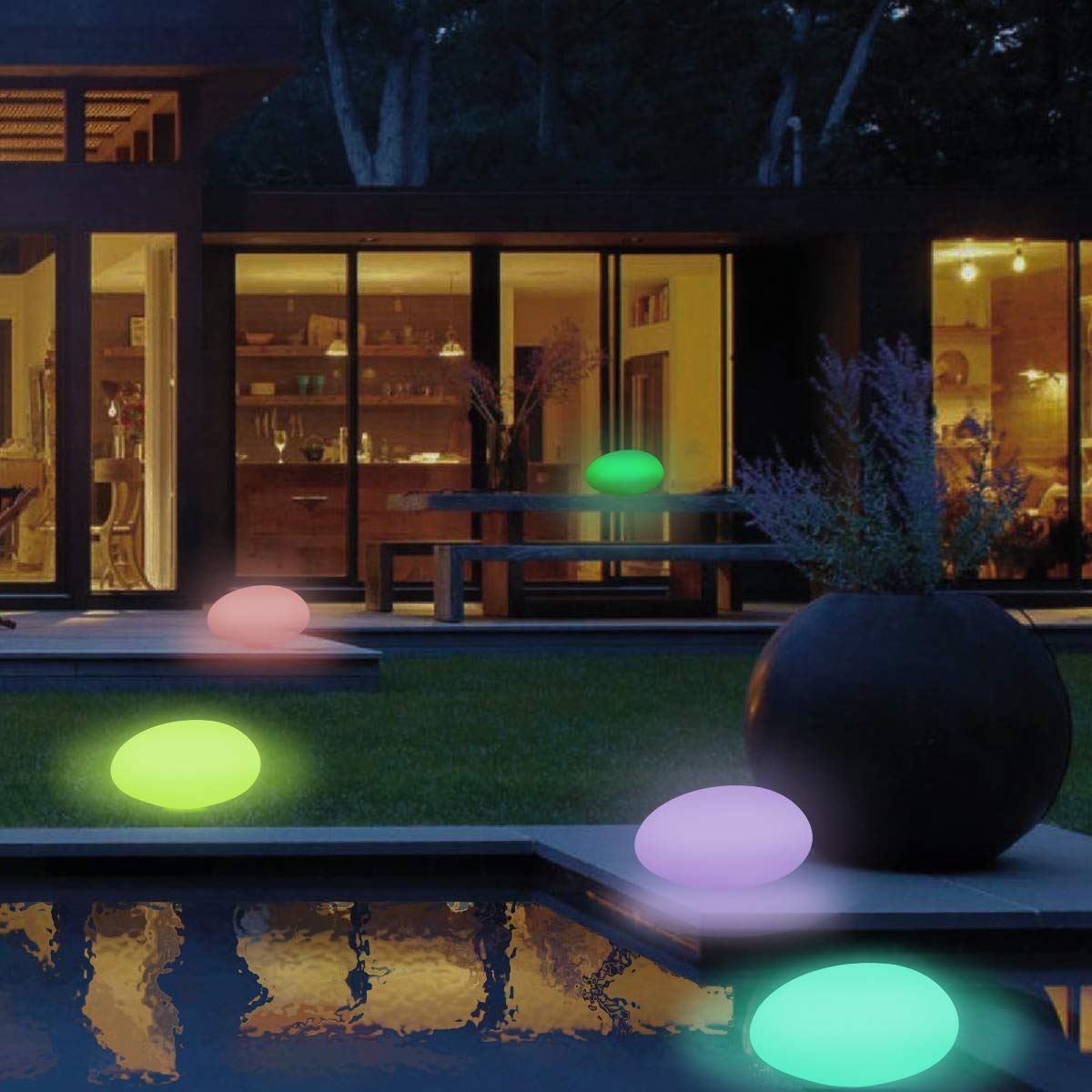 Solarlampen für Außen, TEQStone Solarleuchte Garten mit 16 einstellbaren Farben, gepflasterte Gartendekor LED Solarleuchten für Rasen, Garten, Schwimmbad, Blumenbeet etc, wasserdicht IP67