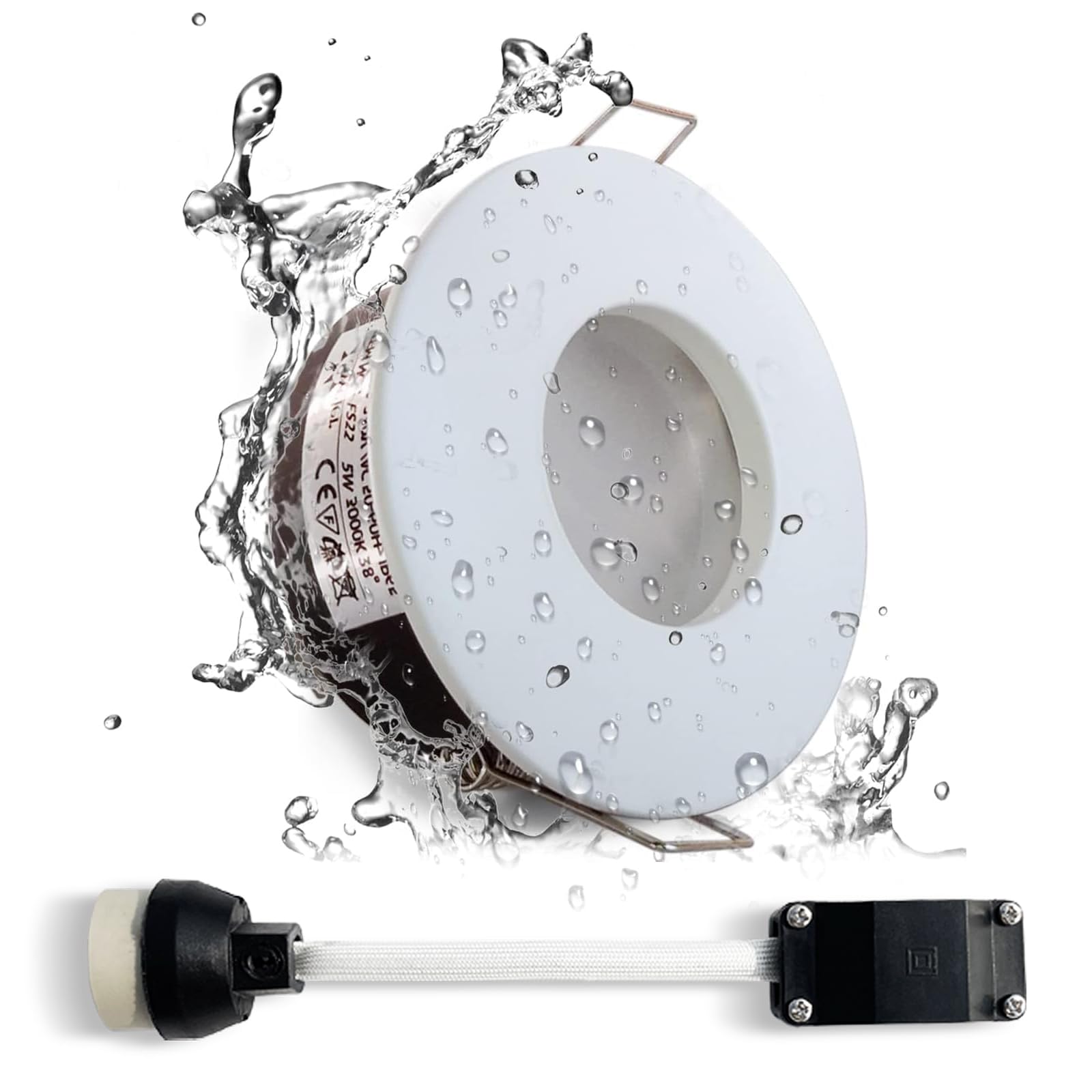 Sweier IP65 Waterproof LED Recessed Ceiling Downlight for Bathroom and Kitchen Spotlight (Bulb Not Included), Die Cast Aluminum White Downlight Cutout 68mm — image 1