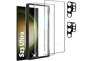 CWQZGUF [2+2 Pack Galaxy S23 Ultra Screen Protector, 2 Pack Tempered Glass with 2 Pack Camera Lens Protector, High Clarity, Anti-Shatter, Bubble Free for Samsung S23 Ultra 5G Screen Protector