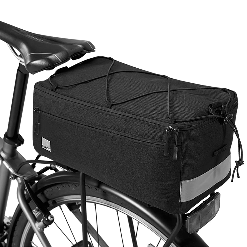 Lixada 8L Insulated Bike Trunk Bag with Reflective Pocket for Luggage Rack, 36 x 15 x 8 cm (Black)