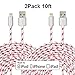 Hallein Nylon Braided Sync and Charge Lightning to USB Cable [2 pack 10ft]