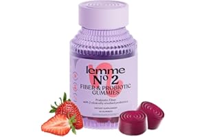 Lemme No. 2 Fiber & Probiotic Gummies for Adults, Promotes Regularity & Digestive Health, No Sugar Added Strawberry Flavor, 4g Prebiotic Fiber & Clinically Studied Probiotic Strains, (60 Count)