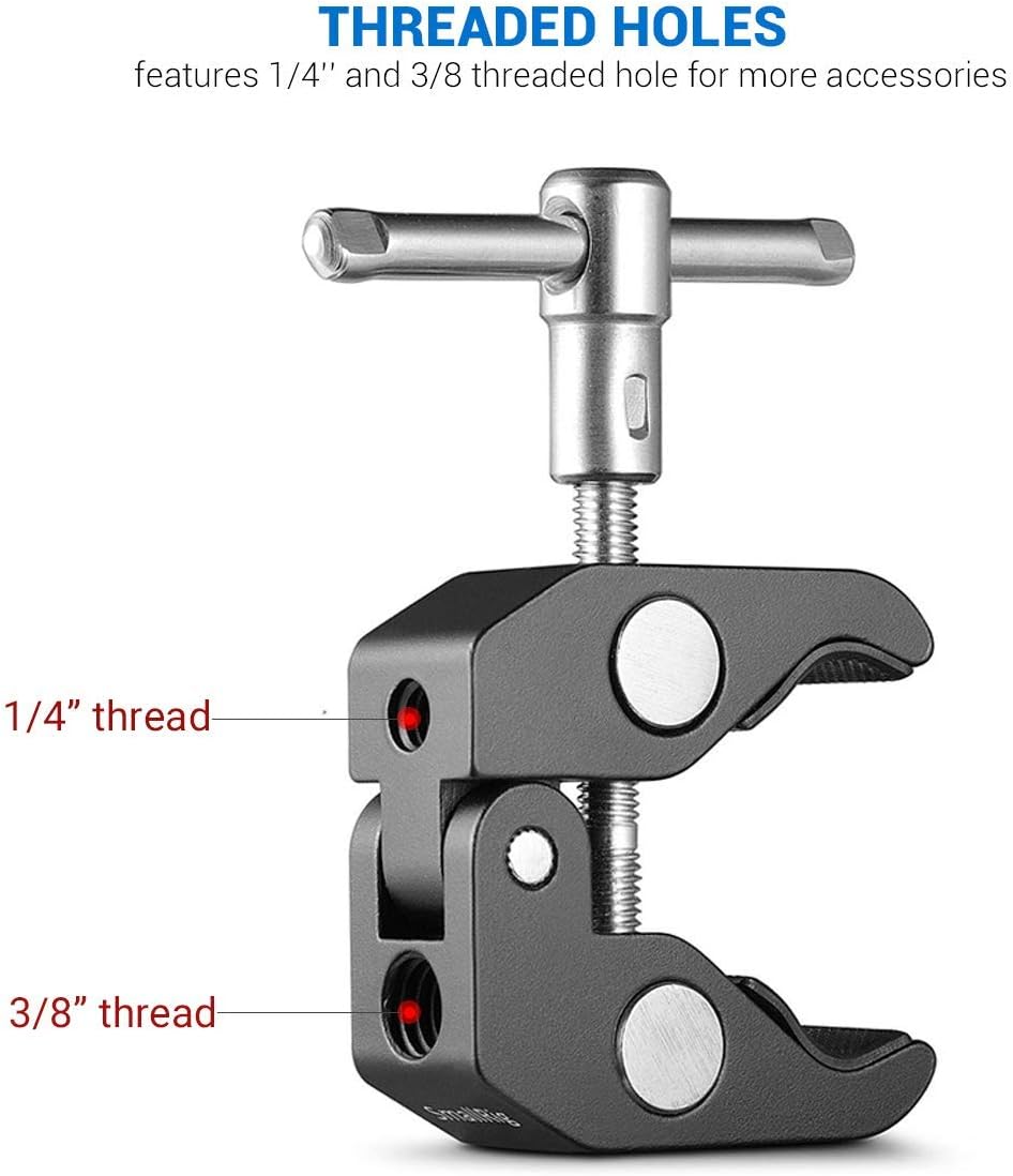 SMALLRIG 2 Pack Super Clamp w/1/4" and 3/8" Threads, Camera Clamps Clip Mount Crab Clamp for DSLR Cameras Lights, Umbrellas - Image 5