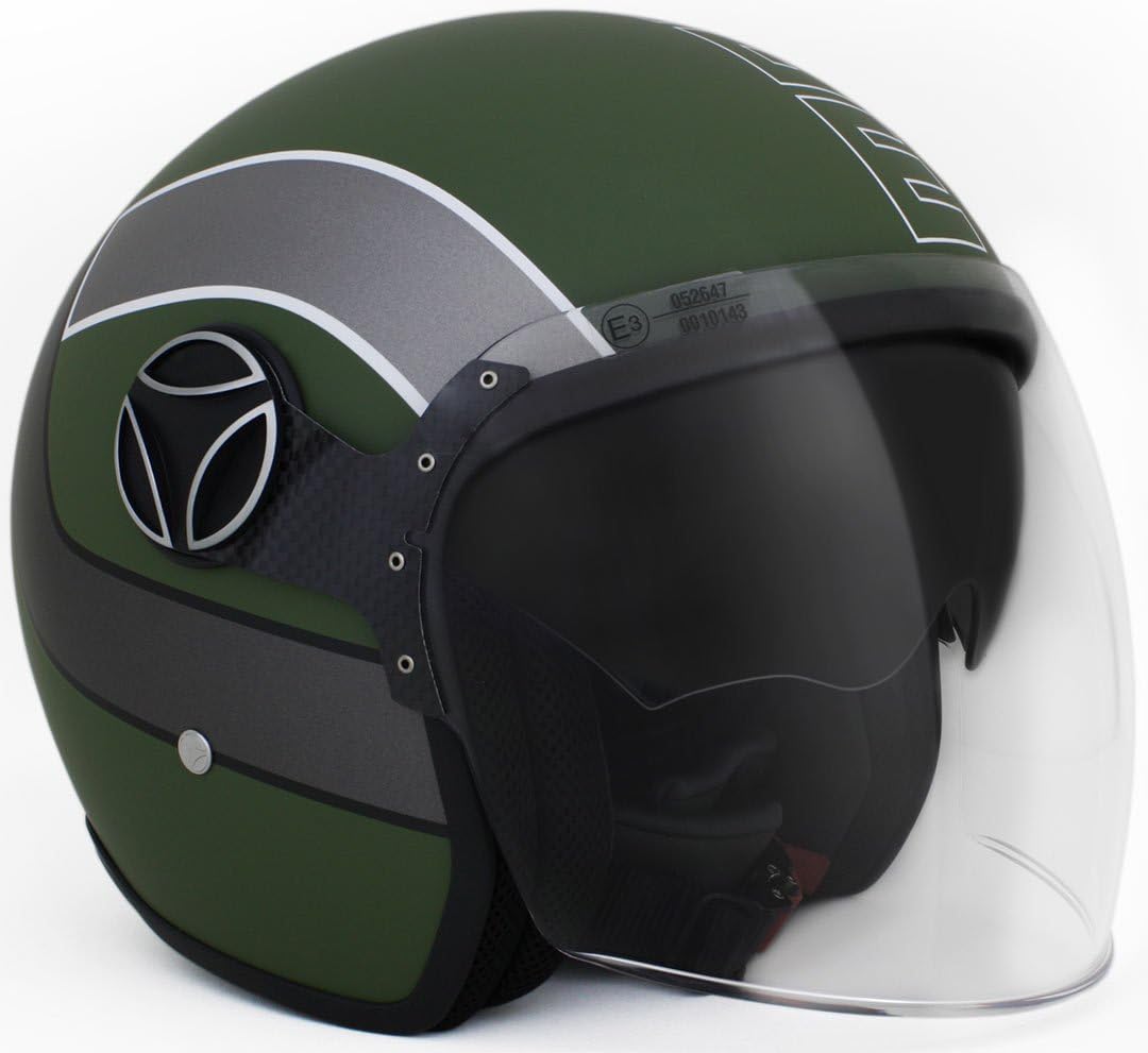 Momo 10140000015 Helmet Moto, Arrow Milt Grn Matt SIL, ML