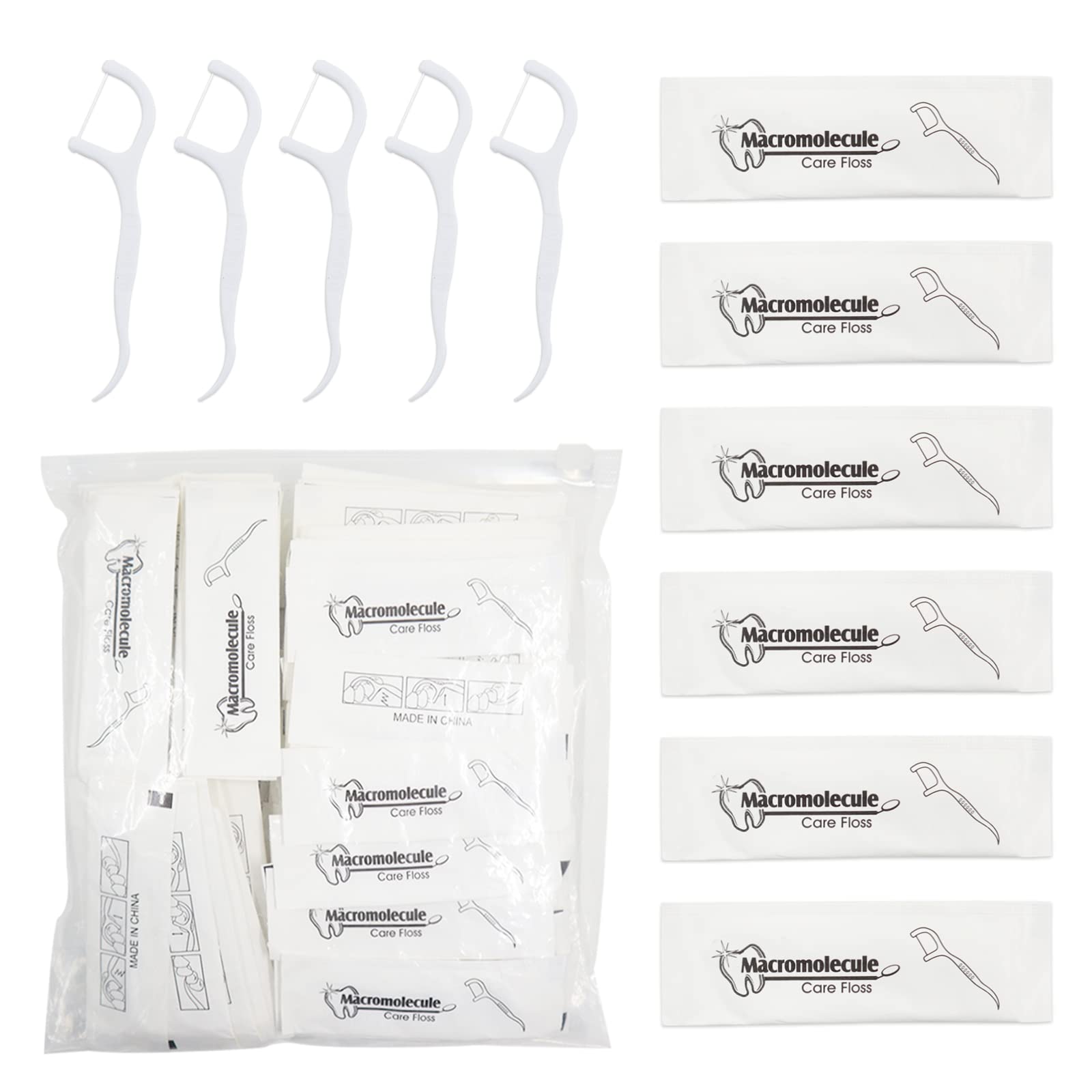 Modixun 150pcs Dental Floss Picks, Individually Packaged Flosser Picks, Unflavored Flexible Dental Flossers, Floss Singles Bag for Family, Hotel, Travel