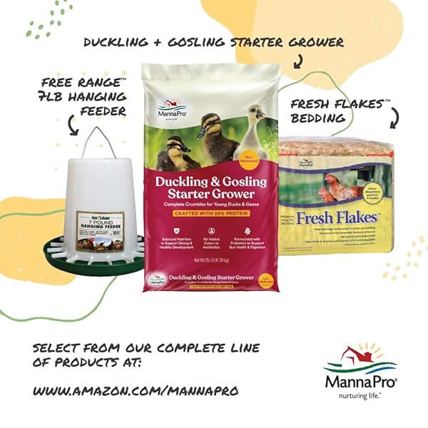 MANNA PRO DUCK AND GOOSE LAYER FEED – HIGH PROTEIN PELLETS FOR EGG PRODUCTION – FORMULATED WITH PROBIOTICS TO SUPPORT DIGESTIVE HEALTH IN DUCKS AND GEESE – POULTRY LAYER PELLETS – 8 LB BAG