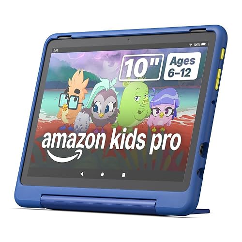 Amazon Fire HD 10 Kids tablet, includes slim case for ages 6-12, ad-free content with parental controls, 13-hr battery, 32GB, Nebula, newest model
