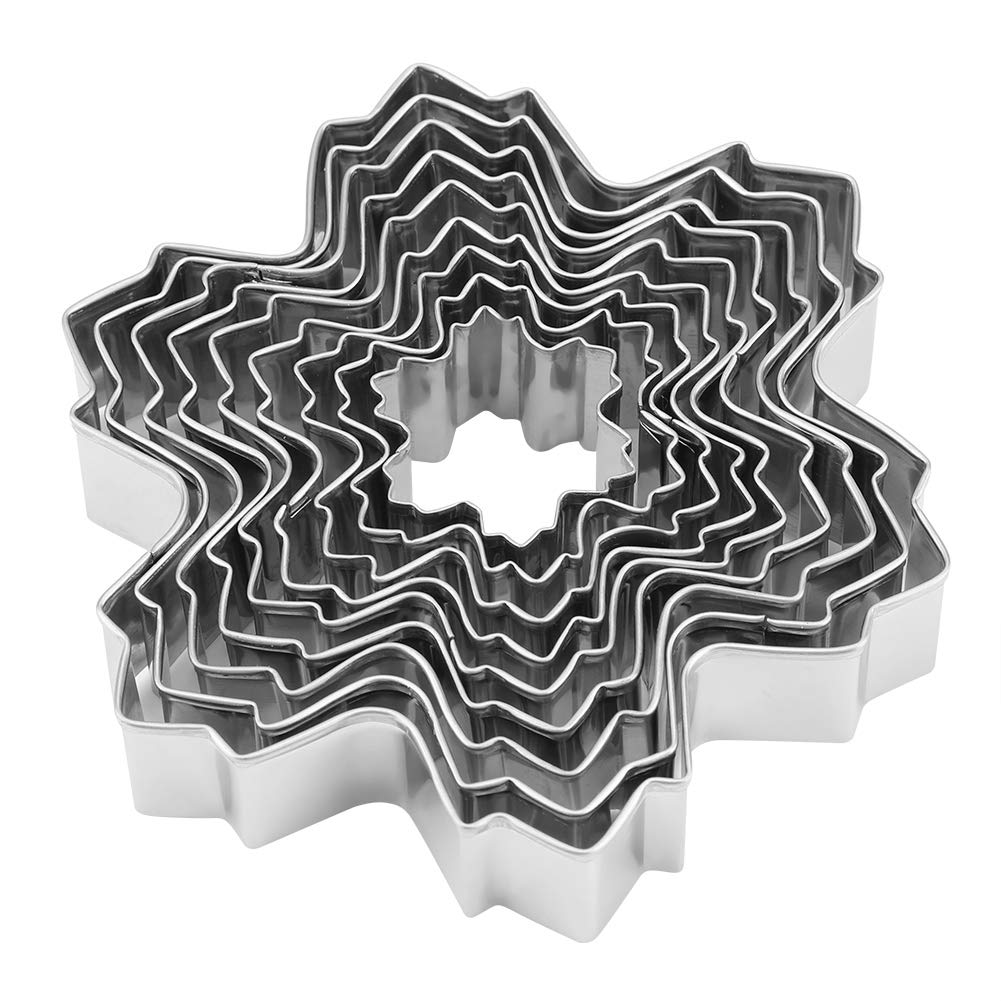 Snowflake Cookie Cutter Set, 9 Pcs Stainless Steel Snowflake Shaped Pastry and Cookie Cutters for Fondant and Cookies DIY Baking