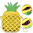 Pineapple Crossbody Bag, Pershoo Women Cute 3D Fruit PU Leather Shoulder Bag Adjustable Long Chain Strap Small Clutch Handbag Cell Phone Pouch Case Travel Wallet Messenger Bag Sling Bag - Yellow