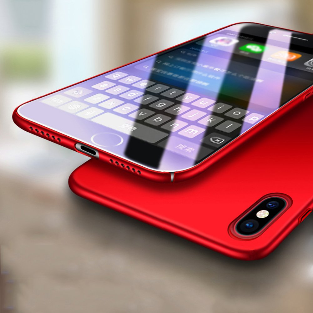 iPhone X case Shockproof Slim Fit Protective Hard TPU Case Cover for iPhone X (Red)
