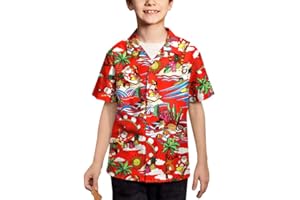 BesserBay Boys Christmas Ugly Short Sleeve Button Down Hawaiian Shirt 4-14 Years