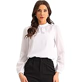 Allegra K Long Sleeve Work Tops for Women's Mock Neck Business Casual Blouses Shirts