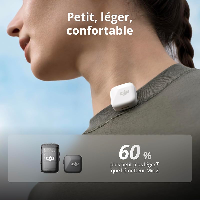 Mic Mini (1 TX + 1 RX), Ultra-léger, Audio de Haute qualité