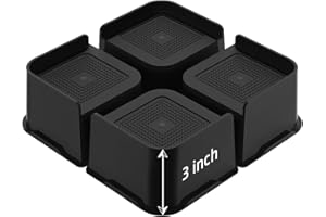 JONHWI Bed Risers, Oversized Furniture Risers, 3 inch Raise Blocks for Bed Couch Desk Sofa Table Lifts, Furniture Legs Lifters Support up to 6000 Lbs (Black, 4 Pack Set)