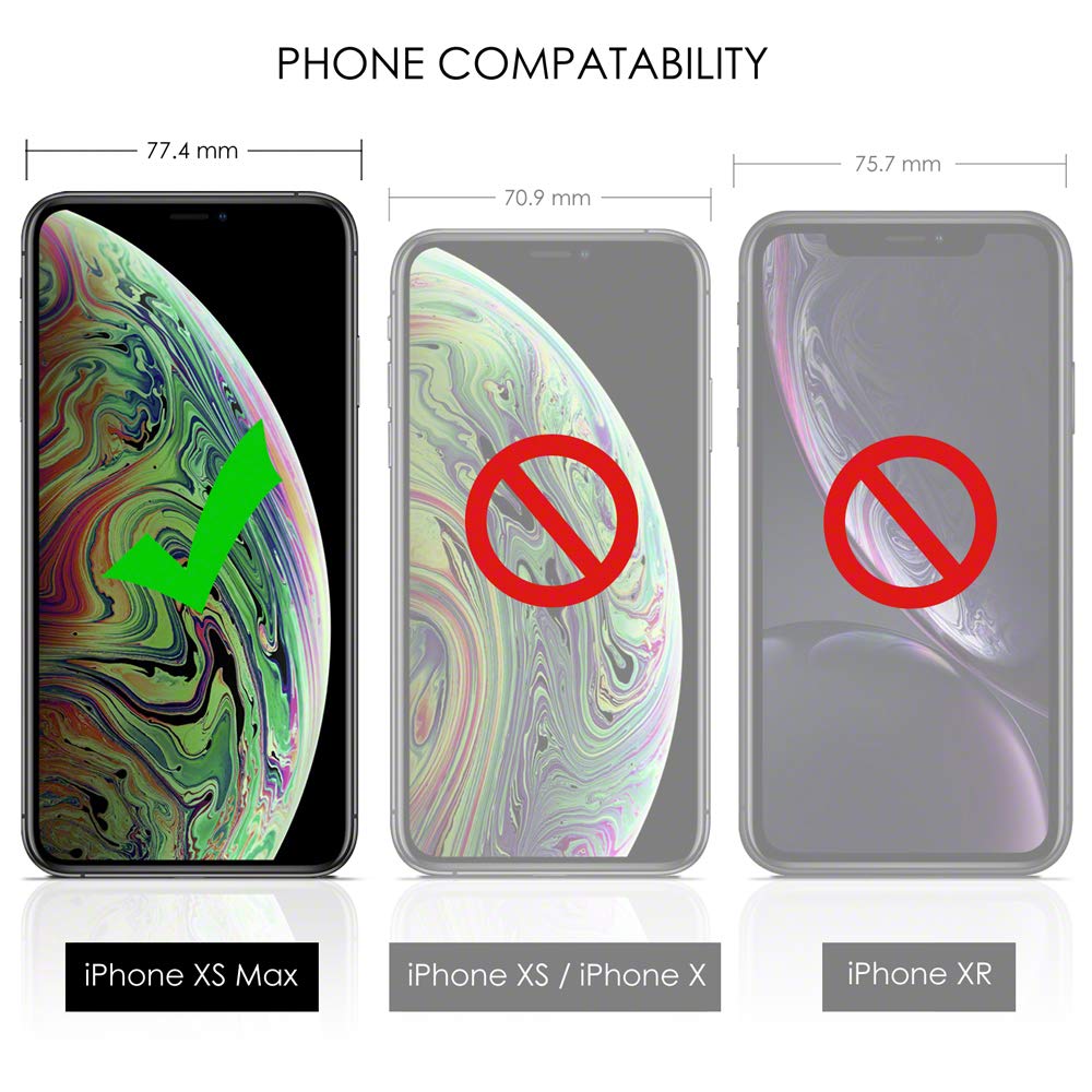 TERRAPIN iPhone XS Max Case iPhone XS Max GENUINE LEATHER Low Profile Wallet Case - Slim Fit - Viewing Stand - Card Slots - Black