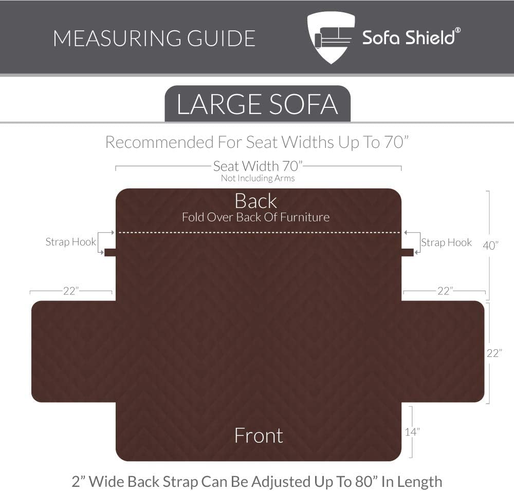 Sofa Shield Original Patent Pending Reversible Large Sofa Protector, Many Colors, Seat Width to 70 Inch, Furniture Slipcover 2 Inch Strap, Couch Slip Cover Throw for Pets, Dogs, Cats, Chocolate Beige: Home & Kitchen
