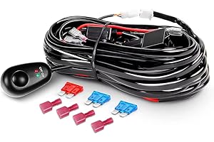 Movglow LED Light Bar Wiring Harness Kit 2 Leads 12V On Off Switch Power Relay Blade Fuse for Off Road Lights LED Work Light 