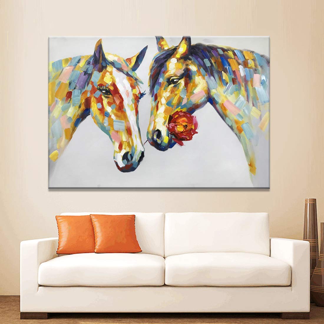 Black And White 20x16in Zenda Horse Portrait Painting Horse Canvas Art For Wall Decor Print Painting For Living Room Decoration Framed And Ready To Hang Home Kitchen Paintings