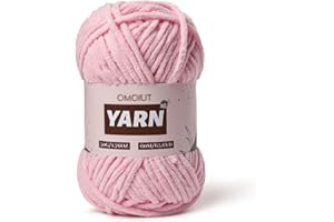 OMOIUT Plush Chenille Chunky Crochet Yarn - Baby Yarn for Crocheting Soft - Velvet Yarns Knitting for Blankets Crafts - Fluffy Amigurumi Yarns 50g / 65.6yd (Pink)