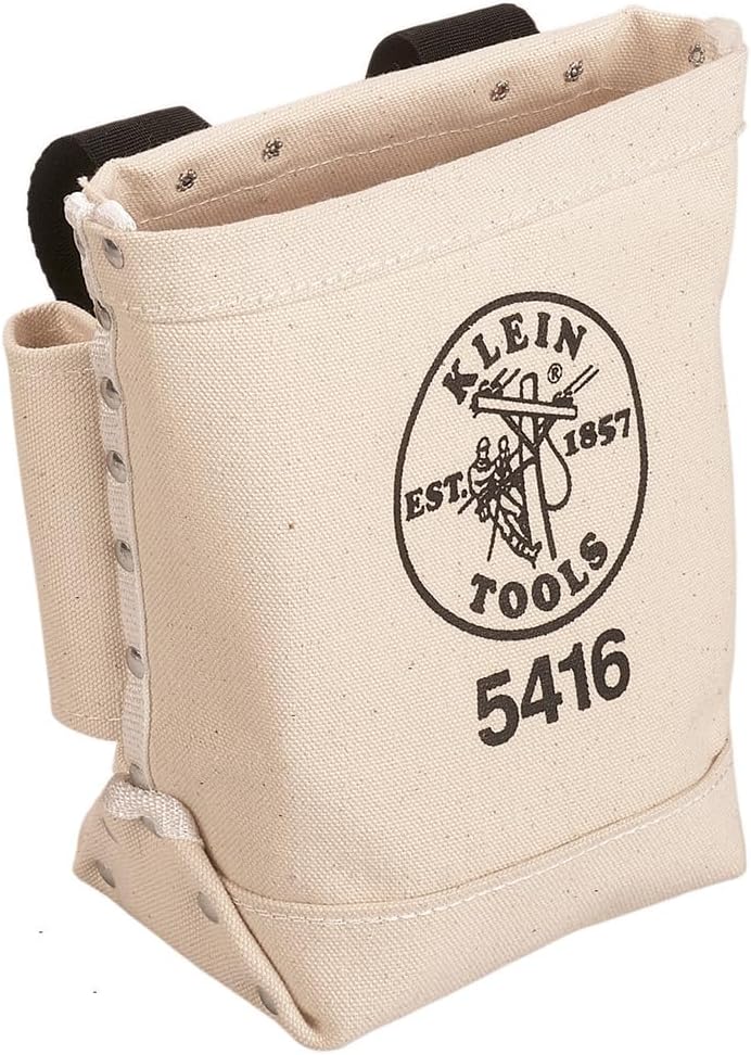 KLEIN TOOLS 5416 Small Tool Pouch Bolt Bag Bull Pin Loops Belt Strap 5x10x9
