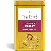 Tea Forte Blueberry Merlot Loose Leaf Tea Canister | Makes 35-50 Cups, Handcrafted Loose Leaf Herbal Tea Blend, Airtight Decorative Canister, Premium Gift for Tea Lovers