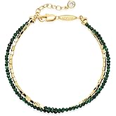 MEVECCO Bead Bracelet for Women Layered Stone Mixed Bracelets 18K Gold Plated Handmade Custom Beaded Charm Chain Bracelet Stack Jewelry Gifts