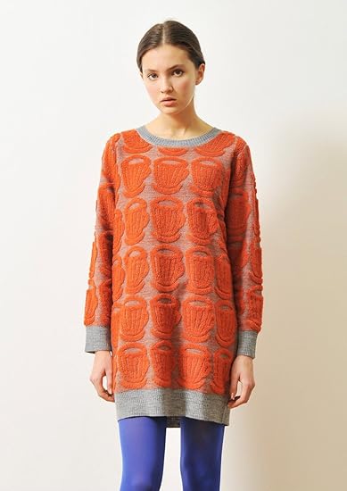 Amazon グラニフ Graniph ニッテッドパイルジャカード長袖ワンピース ティーカップ オレンジ Lady F セーター 通販